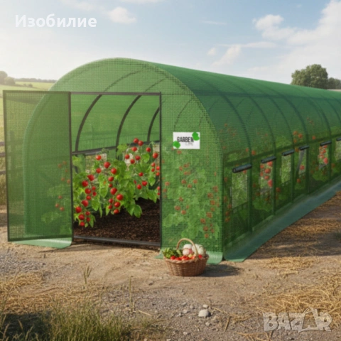 Голяма оранжерия с иновативна врата с панти - комфорт и издръжливост, снимка 2 - Оранжерии - 53657092