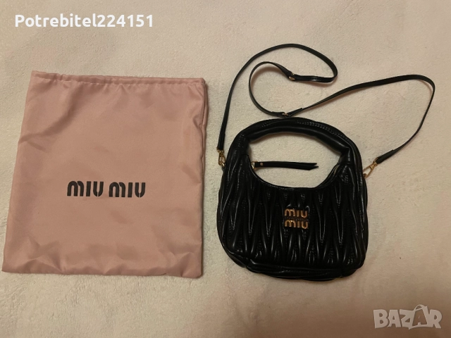 Дамска чанта Miu Miu Wander Black Womens 100% leather, снимка 3 - Чанти - 52436748