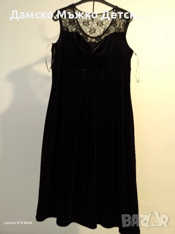 Романтична кадифена рокля с дантела , снимка 2 - Рокли - 51959528