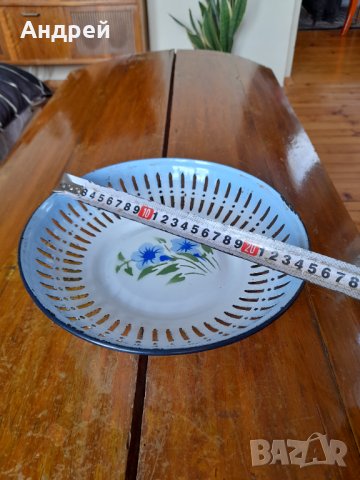Стара емайлирана чиния,фруктиера #6, снимка 2 - Антикварни и старинни предмети - 40460875