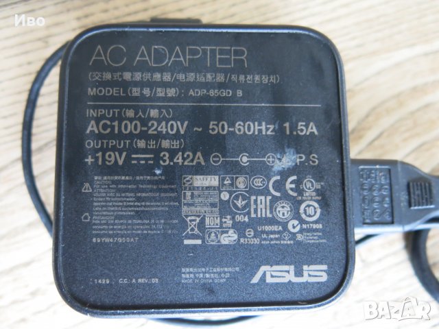 Оригинално зарядно ASUS 19V 3.42A 65W ADP-65GD, снимка 3 - Захранвания и кутии - 39970281