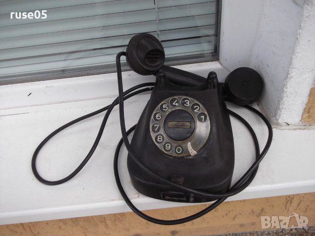Телефон шайбов черен бакелитов стар от ранния соц, снимка 3 - Други ценни предмети - 44372897