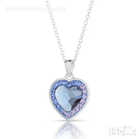 Дамско Сребърно Колие със Сърце Сваровски/Swarovski, снимка 2 - Колиета, медальони, синджири - 48210512