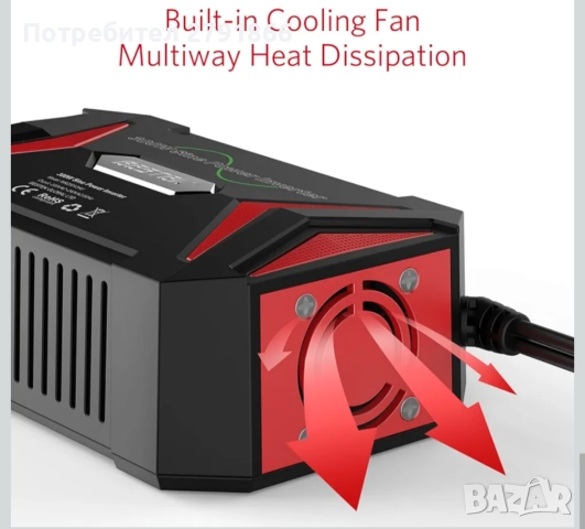 BESTEK 300W Чист синусоидален инвертор 12V към 240V 230V с 4.8A два смарт USB порта адаптер за кола, снимка 5 - Аксесоари и консумативи - 51854822