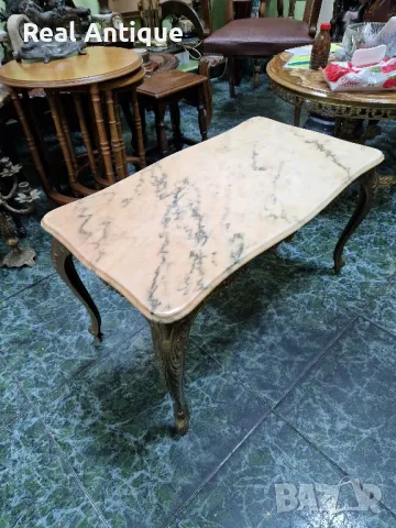 Чудесна много красива антикварна белгийска бронзова масичка с оникс , снимка 8 - Антикварни и старинни предмети - 48867628