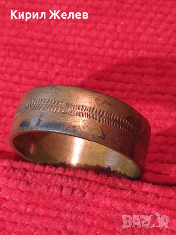 СТАРИННА ВЪЗРОЖДЕНСКА БРОНЗОВА РЪЧНО ГРАВИРАНА ХАЛКА ПРЪСТЕН 74261