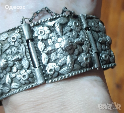 Рядка възрожденска масивна сребърна гривна, снимка 9 - Антикварни и старинни предмети - 52308929