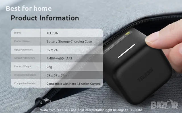 Go Pro HERO 13 Комплект батерии и зарядно TELESIN , снимка 2 - Камери - 50105088
