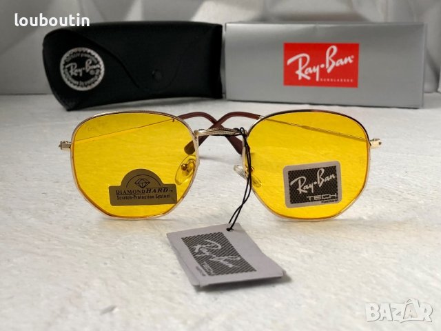 Ray-Ban Hexagonal RB3548 дамски мъжки слънчеви очила унисекс  жълти прозрачни , снимка 2 - Слънчеви и диоптрични очила - 41730834