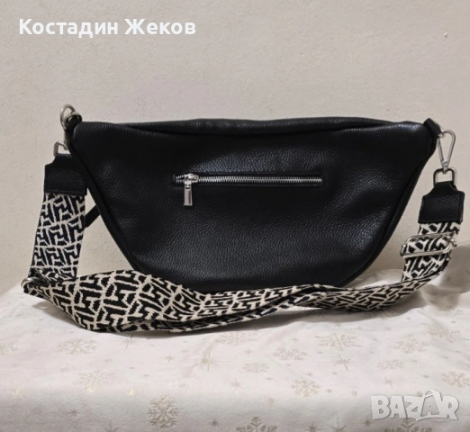 Дамска оригинална италианска чанта от естествена кожа тип „банан“ ., снимка 7 - Чанти - 53827591