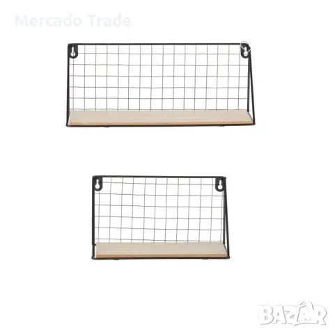 Комплект декоративни рафтове Mercado Trade, За стена, 2бр., Черен, снимка 3 - Декорация за дома - 48855033
