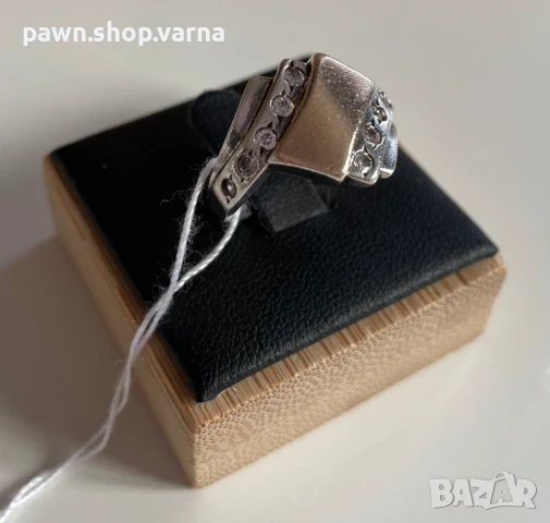 Сребърно дамско пръстенче с инкрустации – проба 925 – 5,08 гр – размер 17 – НОВО, снимка 2 - Пръстени - 50449389