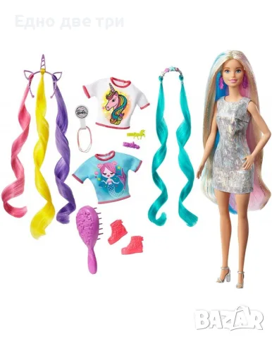 Кукла Barbie фризьорски салон, приказна коса, на къмпинг и Голям гардероб , снимка 3 - Кукли - 56084666