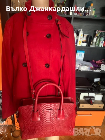 Кокетно късо червено палто Marc O'Polo (вълна и кашмир), размер 36, снимка 2 - Палта, манта - 53769095