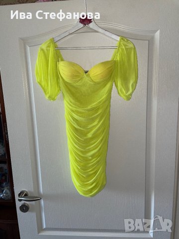 Wow 🤩 разкошна нова елегантна официална парти коктейлна неонова свежа зелена рокля , снимка 3 - Рокли - 41061299