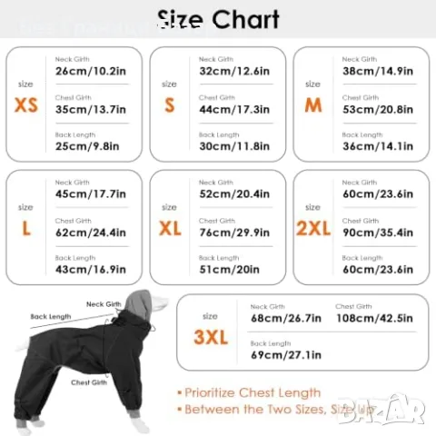 Нов Дъждобран за куче 3XL цял водоустойчив костюм с висока яка черен за разходка, снимка 3 - За кучета - 56216158