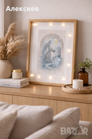 Ръчно изработени картини с лампички – Колекция „12 Луни“, снимка 2 - Картини - 53035553
