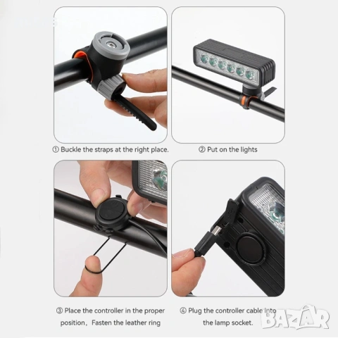 2 в 1 Предна LED светлина JOHORSE с вграден клаксон (500Lum / 120dB), снимка 12 - Аксесоари за велосипеди - 53724280