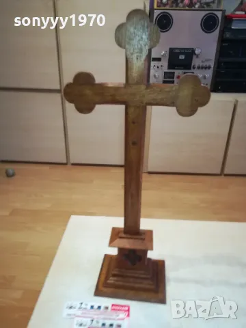ДЪРВЕН КРЪСТ С ОСНОВА 50СМ 1011241621, снимка 5 - Антикварни и старинни предмети - 47914721