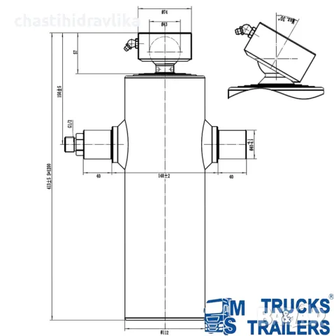 Хидравличен цилиндър HYPACO 90 5 1200, снимка 2 - Части - 47921893