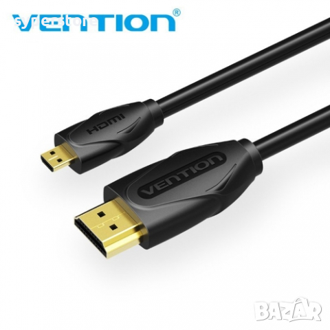 Кабел Micro HDMI Мъжко - HDMI Мъжко 1.5M Vention VAA-D03-B150 Cable Micro HDMI M/M, снимка 1 - Кабели и адаптери - 36465246