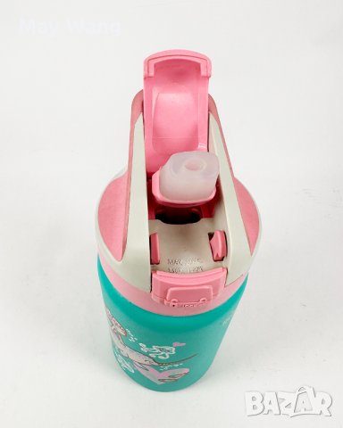 Детска бутилка за вода Laken, TRITAN,350ml, автоматична капачка, Нов, син/розов, снимка 4 - Други - 41619979