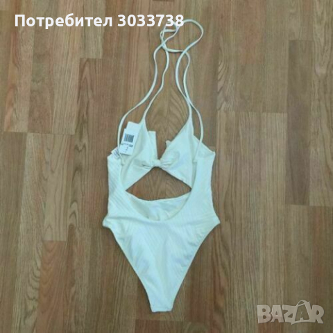 Цял Бански Констюм "L Space by Monica Wise" Бял Изрязан Размер US6 S/M, снимка 3 - Бански костюми - 36171107