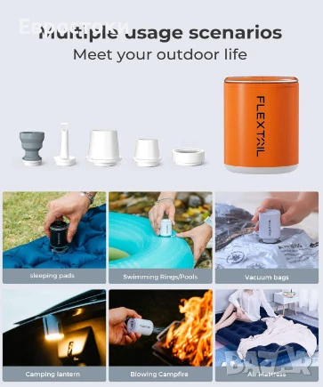 Преносима въздушна помпа FLEXTAILGEAR Tiny Pump 2X, акумулаторна електрическа, снимка 4 - Други - 50812996