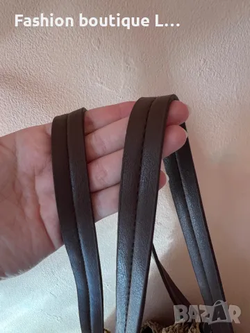 Плетена плажна чанта бохо стил с кафеви кожени дръжки и вътрешен джоб с цип 🤎, снимка 3 - Чанти - 47945643