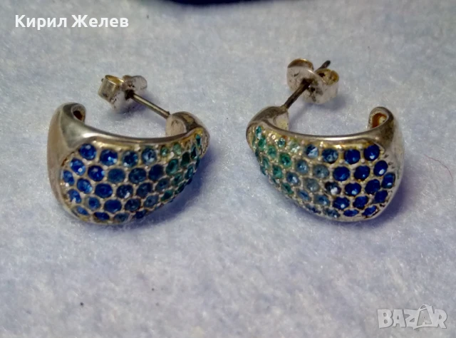 МАРКОВИ СКЪПОЦЕННИ СРЕБЪРНИ ОБЕЦИ СРЕБРО ВИСОКА ПРОБА ИНКРУСТИРАНИ с РАЗНОЦВЕТНИ СИНИ ЦИРКОНИ 31471, снимка 8 - Обеци - 50489461