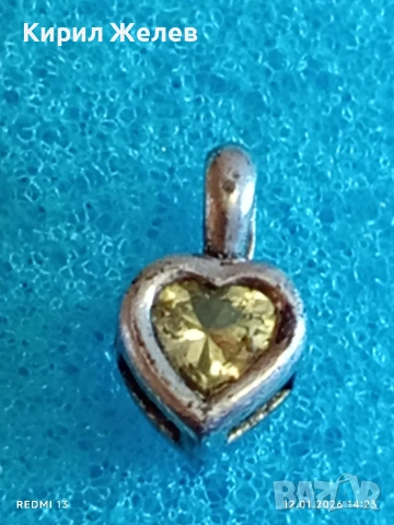 Сребърно колие във формата на сърце ❤️ с естествен лимонов ТОПАЗ елегантен дизайн 52752, снимка 4 - Колиета, медальони, синджири - 53072982