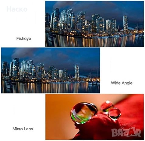 Комплект от 3 броя обективи за телефон Fish eye, снимка 5 - Обективи и филтри - 53441850