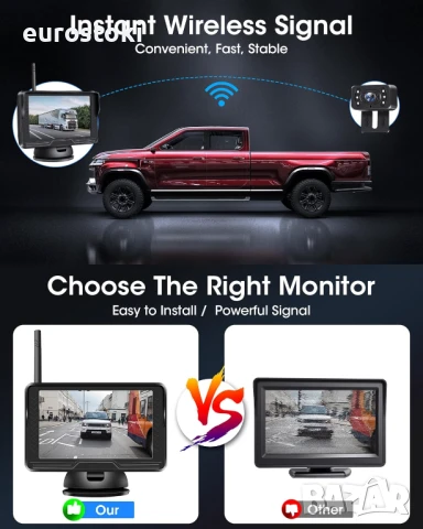 Jansite P067 Безжична камера за заден ход AHD 1080P с 5-инчов монитор 6 LED светлини, 170° широкоъгъ, снимка 7 - Аксесоари и консумативи - 51097024