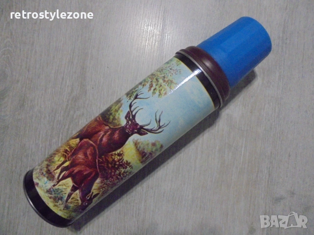 № 8524 Стар термос  – ретро ловна илюстрация- елени