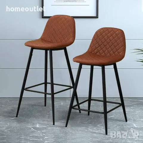 ПРОМОЦИЯ Бар столове с дамаска от PU кожа C-BUDC061BR, снимка 3 - Столове - 48878821