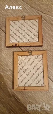 Комплект малки картини, коприна– 11см/ 9.5см, снимка 3 - Картини - 49025706