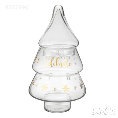 Стъклен буркан за сладки или бонбони, Елха , снимка 2 - Кутии за храна - 52379202