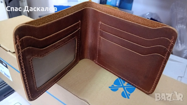 Чисто ново мъжко портмоне от естествена кожа