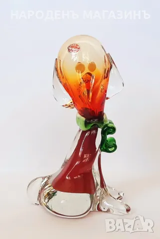 МУРАНО - MURANO - статуетка куче фигура изцало от цветно стъкло етикет , снимка 5 - Други ценни предмети - 47777567