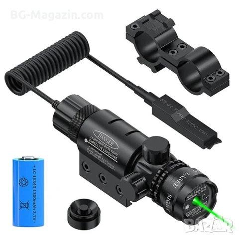 Акумулаторен зелен лазерен прицел мерник за лов въздушна пушка еърсофт лазер оръжие зелена точка, снимка 5 - Оборудване и аксесоари за оръжия - 51051945