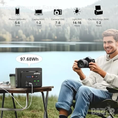 Нова Преносима Станция Power Bank 97.68Wh 100W AC/USB-C/12V За Къмпинг, снимка 2 - Друга електроника - 50636681