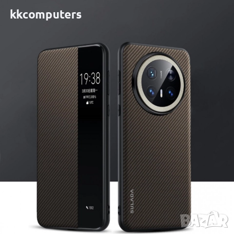 Калъф SULADA Kevlar за Huawei Mate 70 Pro / Mate 70 Pro+ – смарт капак с прозорец, кожена текстура и, снимка 4 - Калъфи, кейсове - 52222427
