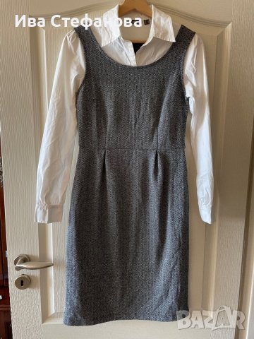 Комбинирана елегантна  рокля MEXX с бяла риза елегантна изчистена колежански училищен стил , снимка 15 - Рокли - 39721243