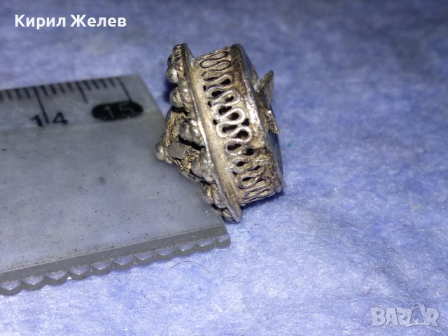 СТАРИНЕН ЕЛЕМЕНТ от ВЪЗРОЖДЕНСКИ ФИЛИГРАНЕН СРЕБЪРЕН ПРЪСТЕН МАЙСТОРСКА КУЮМДЖИЙСКА ИЗРАБОТКА 13906, снимка 8 - Антикварни и старинни предмети - 40921478