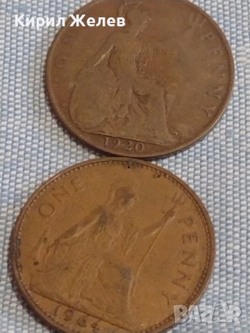 Две монети 1 пени 1920г. Англия / 1 пени 1964г. Англия Елизабет втора 39724