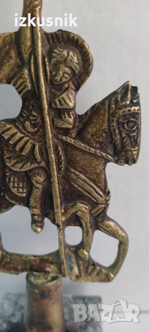 Много стар връх на хоругва – Свети Георги или Свети Димитър, снимка 4 - Антикварни и старинни предмети - 52616511