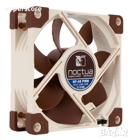 Вентилатор за компютър 80x80x25mm Noctua NF-A8-PWM SSO2 Bearing 4-pin PWM 2200RPM 12V, снимка 4 - Други - 40422075