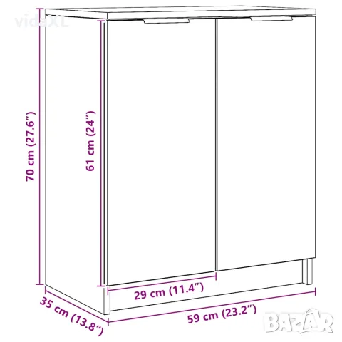 vidaXL Шкаф за обувки дъб артизан 59x35x70 см инженерна дървесина, снимка 10 - Скринове - 56148342