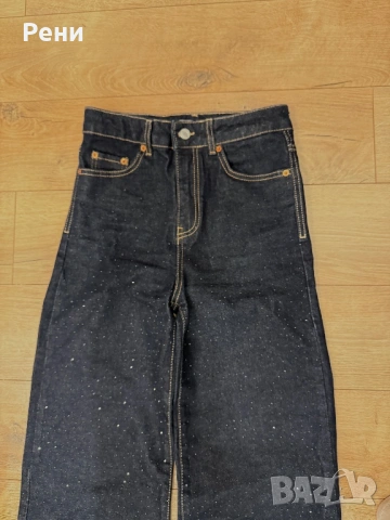 Дънки чарлстон с бляскави камъчета , снимка 2 - Дънки - 53462905