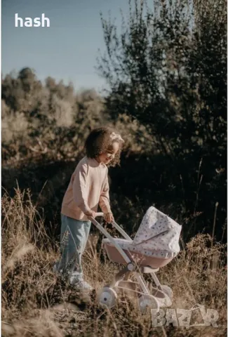 Количка с бебешка кошара и пластмасов сенник Smoby Baby Nurse Doll Pram, розово и бяло, снимка 3 - Детски колички - 48439771